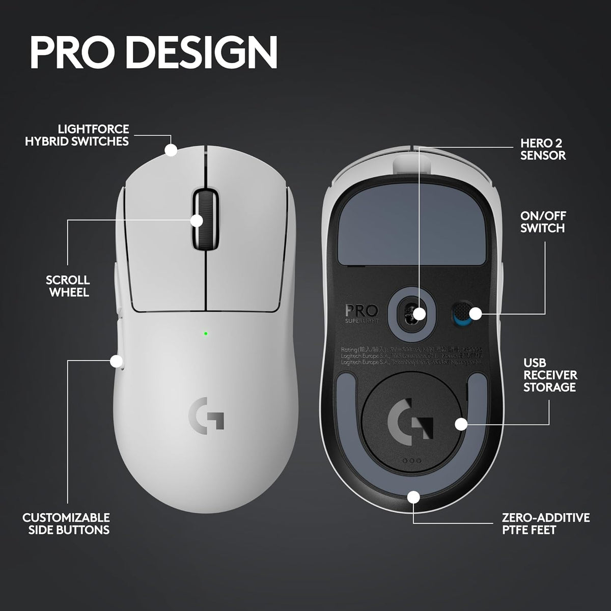 Logitech G PRO X Superlight 2 Wireless Mouse (White)